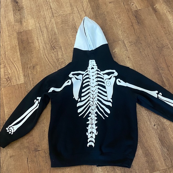 Original Deluxe Black Skeleton Hoodie w/ see through mesh eyes & pockets. Large - Picture 4 of 16